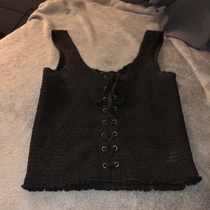 Black tank top with lace front